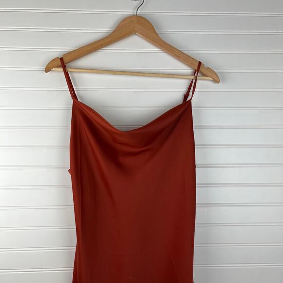 Urban Outfitters Mallory Satin Mini Dress Cowl Neck in Rust Size Medium - Picture 4 of 13